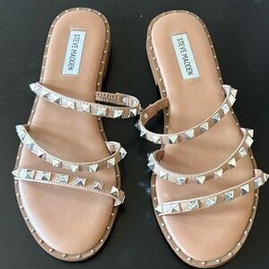 Steve Madden Tan Sandals with Silver Studs